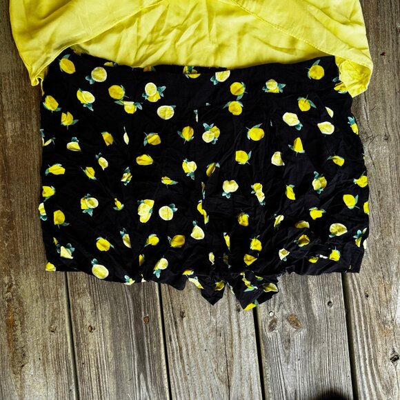 Cynthia Rowley XL Matching Sleeveless Top Shorts Outfit Yellow Black Lemons - Picture 3 of 10